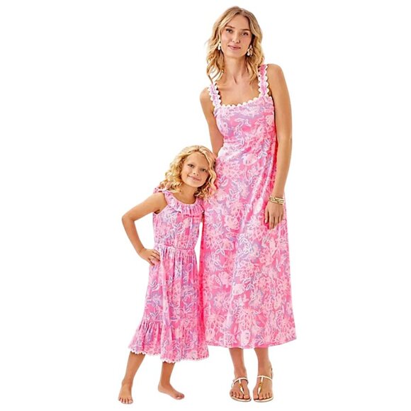 Lilly Pulitzer Dwyer Midi Dress in Rousseau Pink/Zen Garden NWT - Size X-Large - Picture 2 of 9